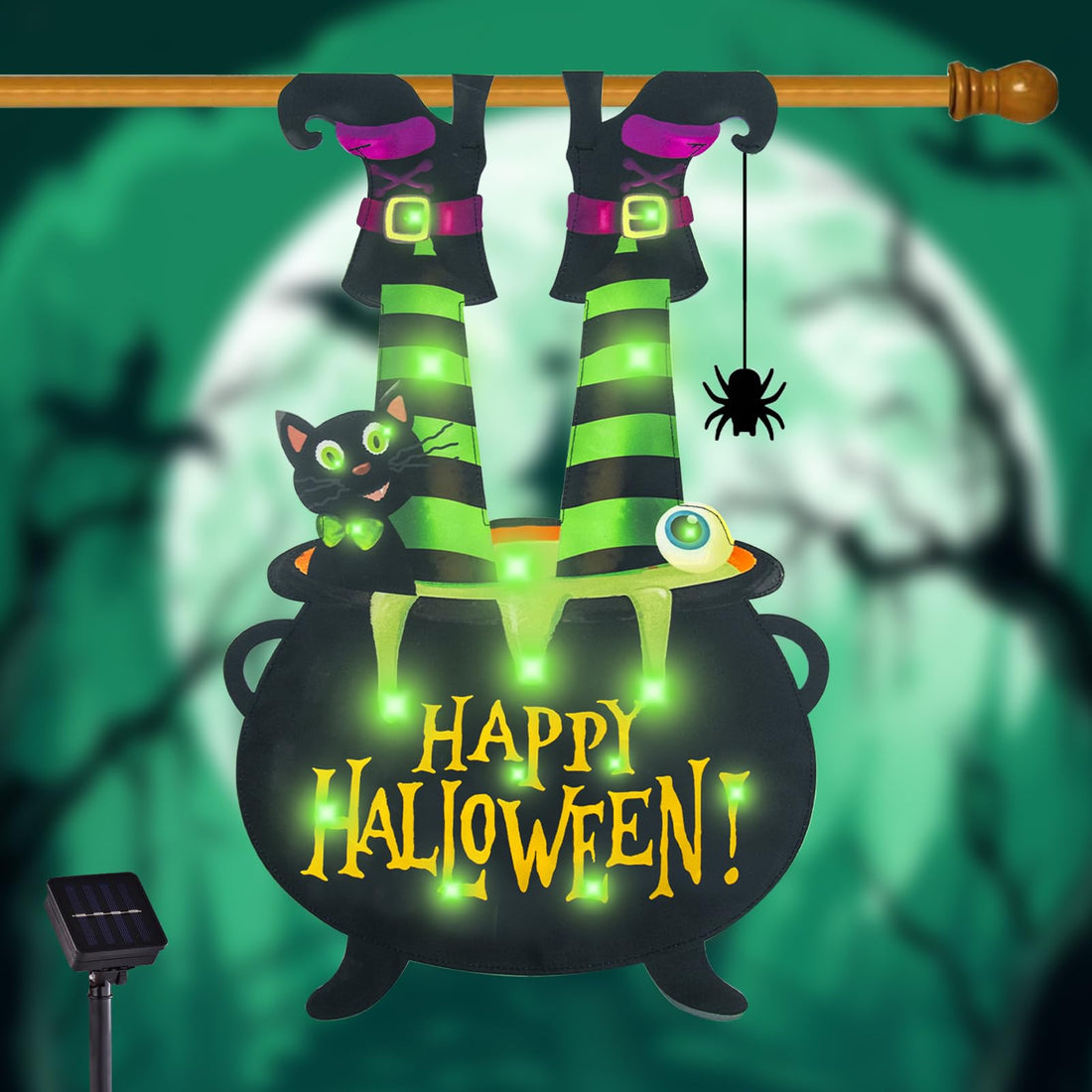 Halloween Lighted Garden Flag for Outside - Halloween Lighted Garden Flag for Outside