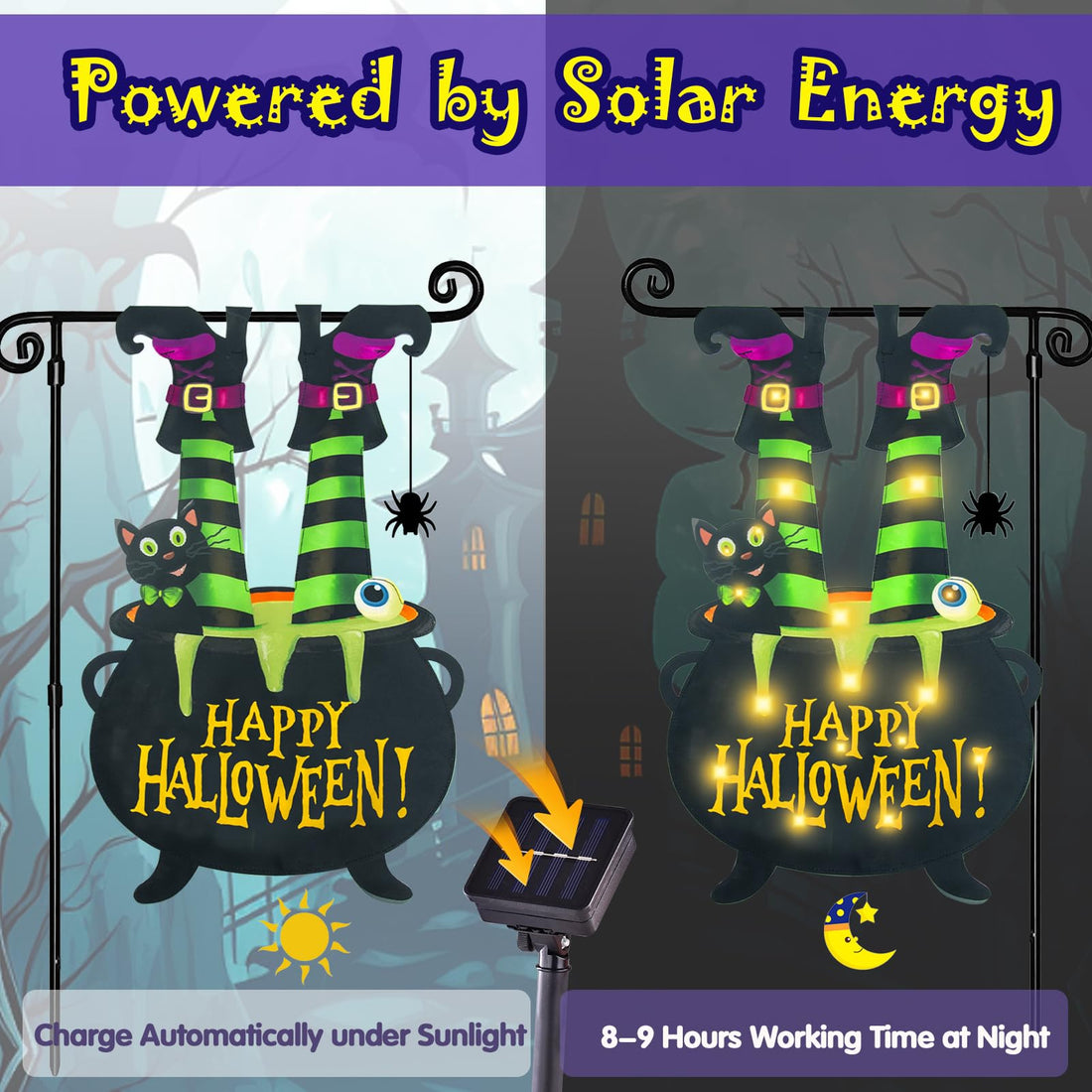 Halloween Lighted Garden Flag for Outside - Halloween Lighted Garden Flag for Outside