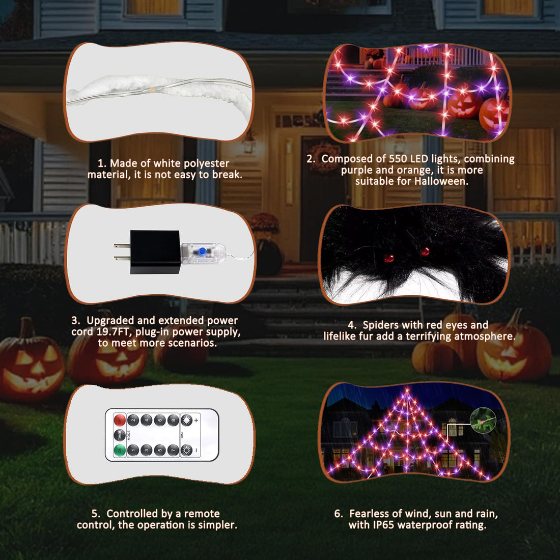 550 LED Halloween Spider Web Lights - 550 LED Halloween Spider Web Lights