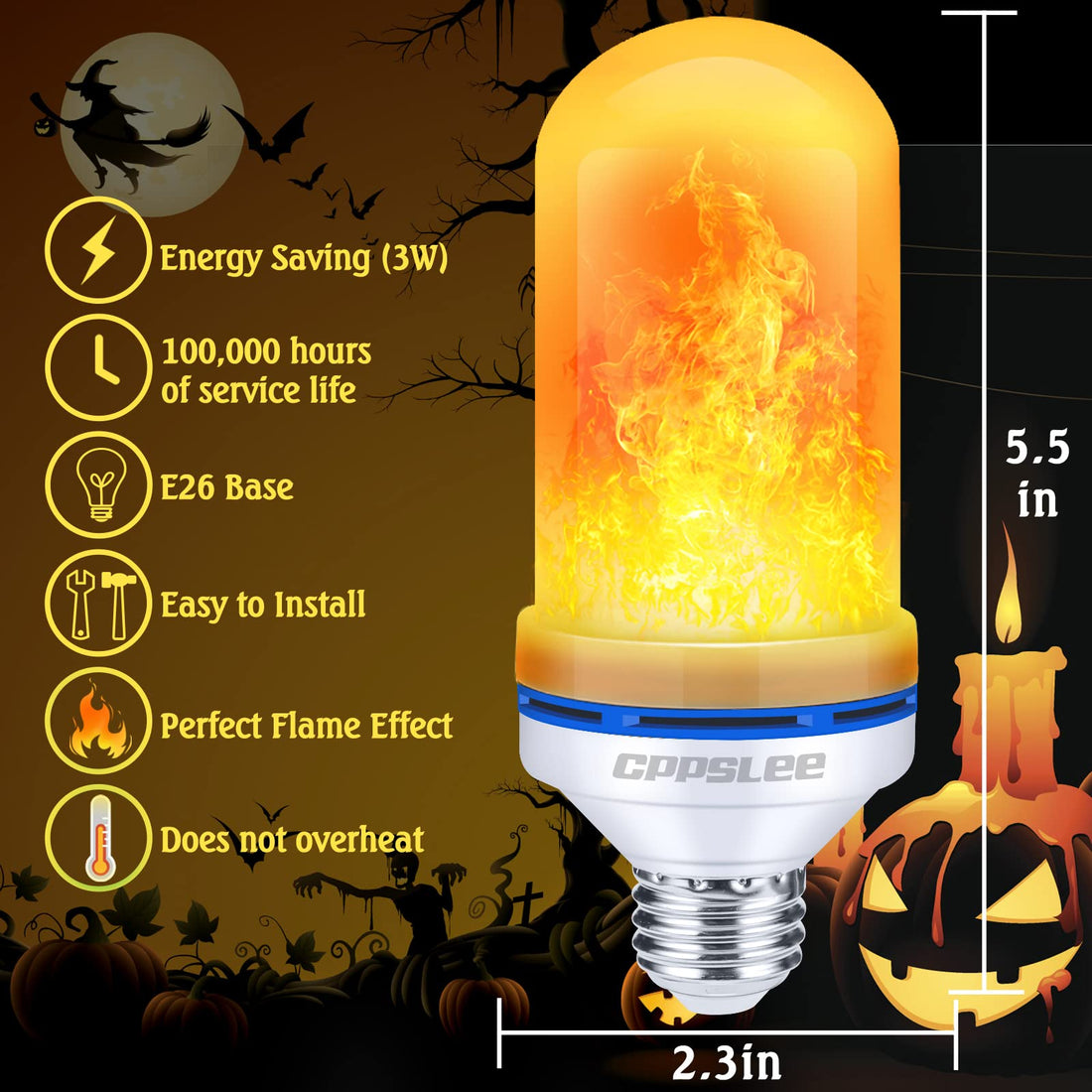 LED Flame Light Bulbs – 2 Pack, 4 Modes, E26 Base - LED Flame Light Bulbs – 2 Pack, 4 Modes, E26 Base