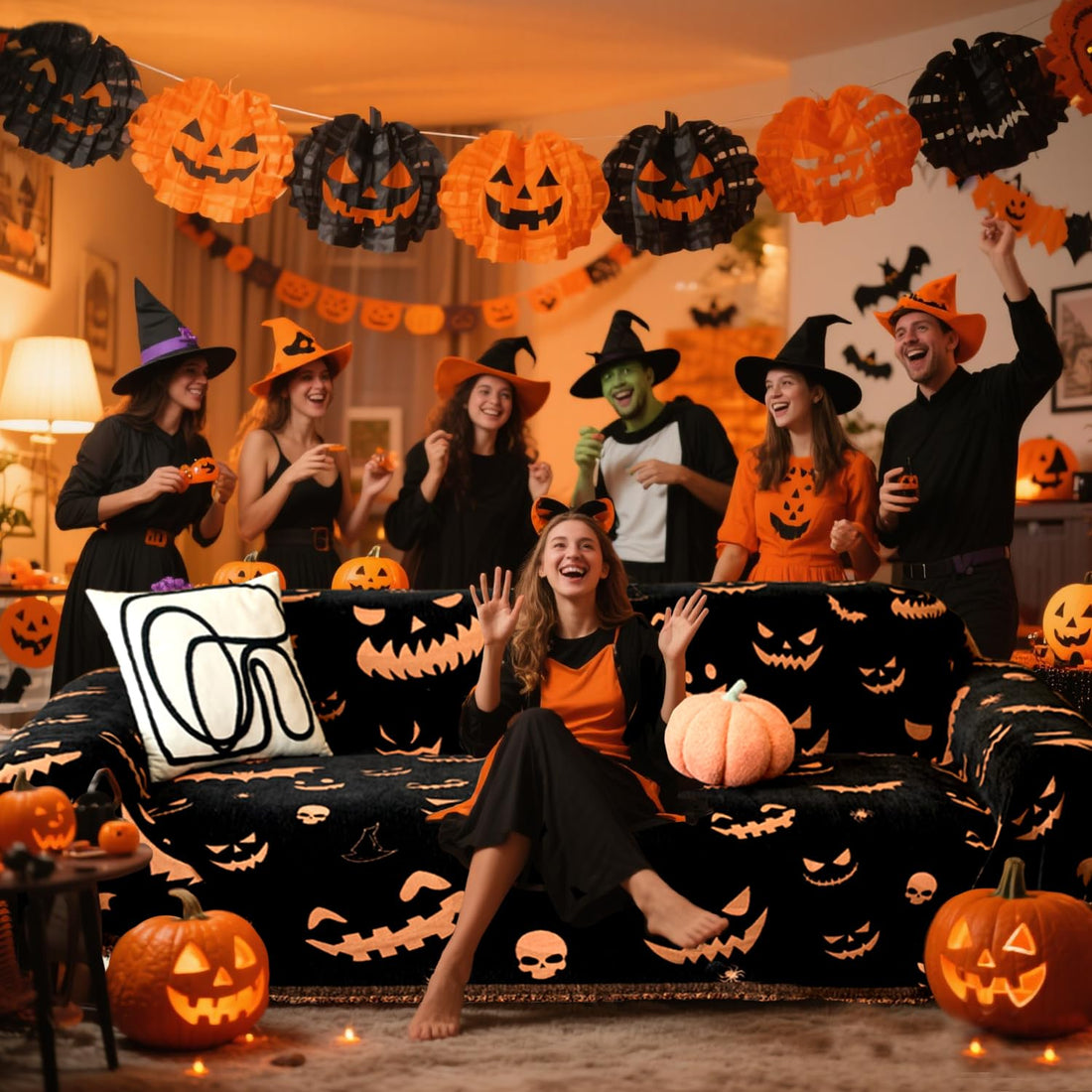 EVENHUG Halloween Reversible Sofa Cover - EVENHUG Halloween Reversible Sofa Cover