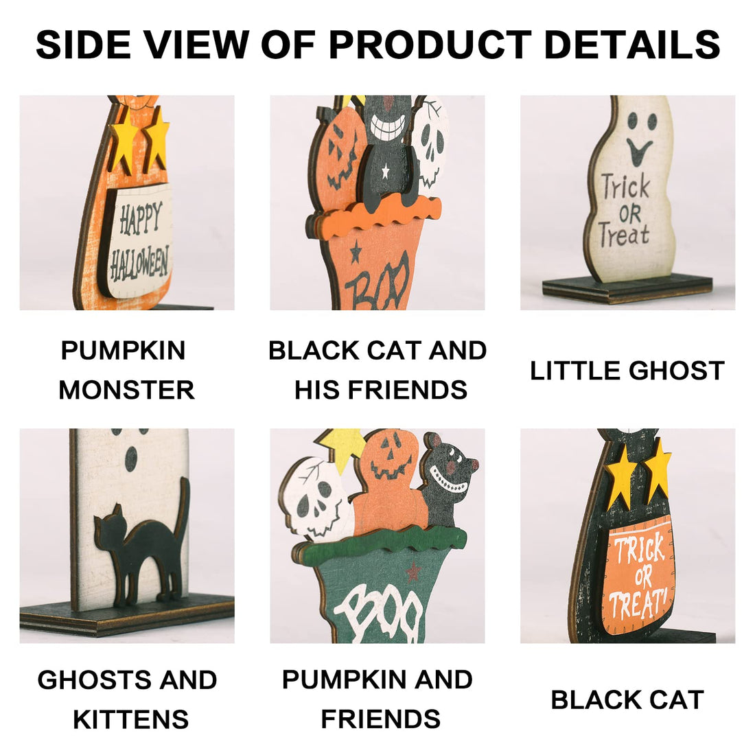 Halloween Wooden Tabletop Decorations (Set of 5) - Halloween Wooden Tabletop Decorations (Set of 5)
