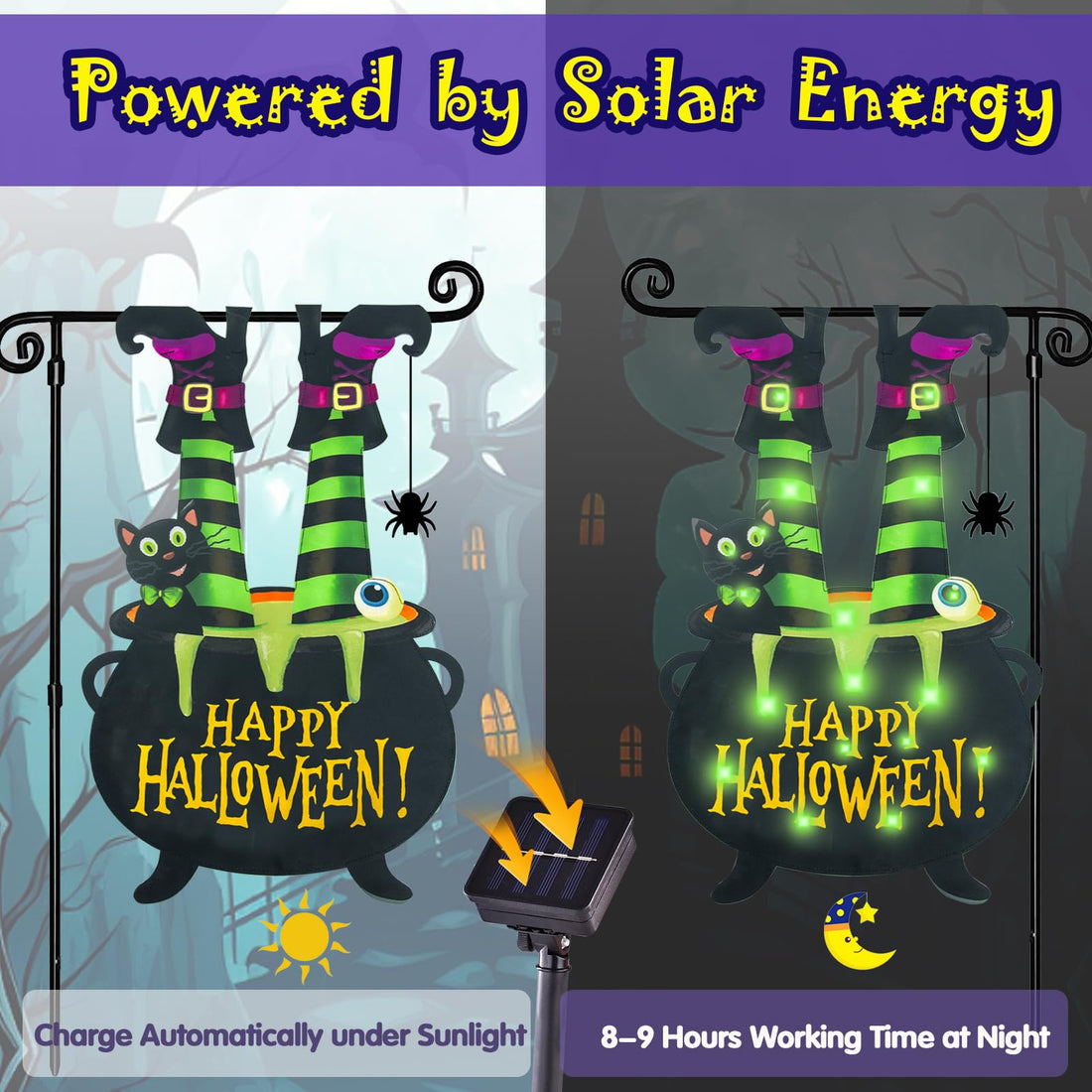 Halloween Lighted Garden Flag for Outside - Halloween Lighted Garden Flag for Outside