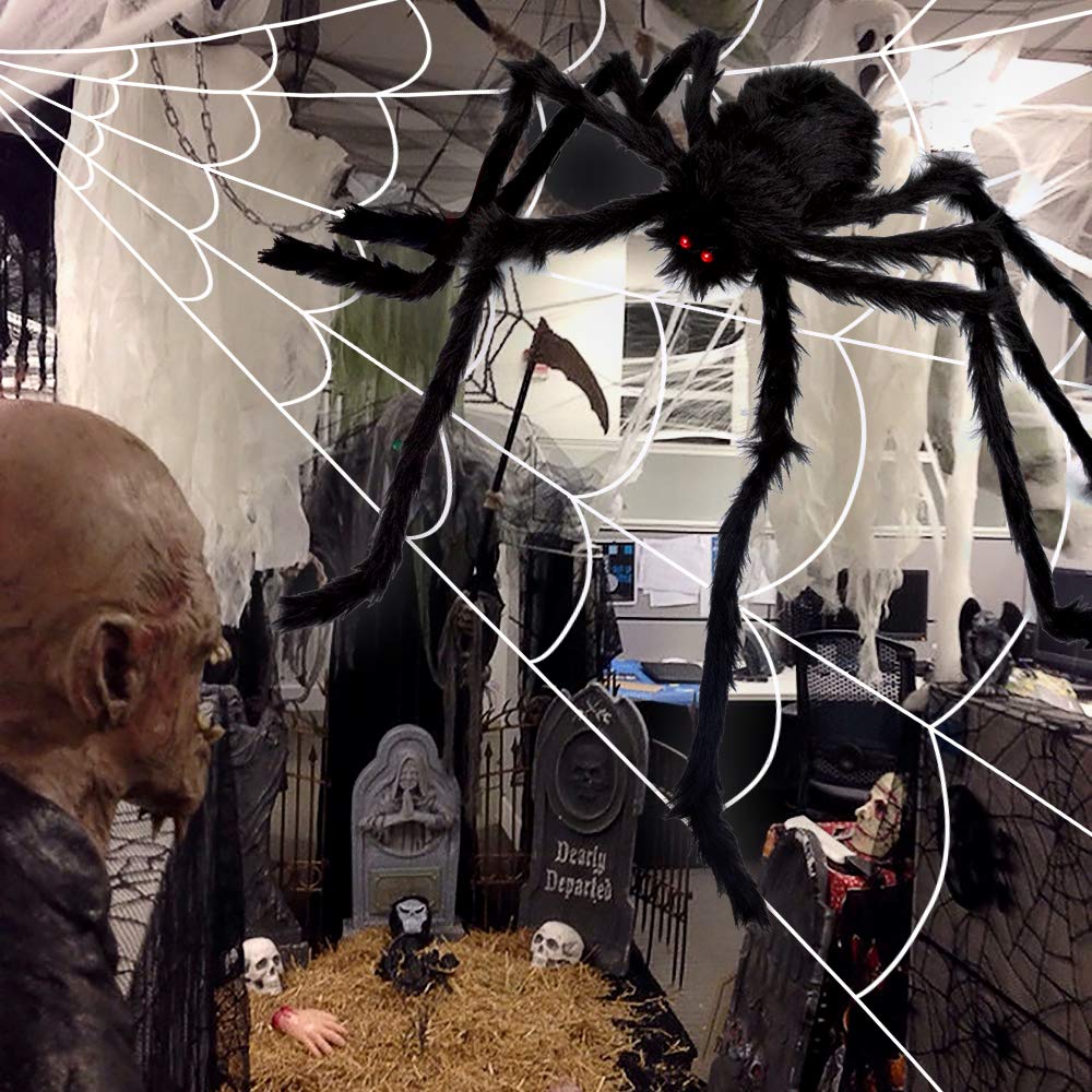 '200' Spider Web with 59' Giant Spider – Halloween Outdoor/Indoor Decor for Yard - '200' Spider Web with 59' Giant Spider – Halloween Outdoor/Indoor Decor for Yard