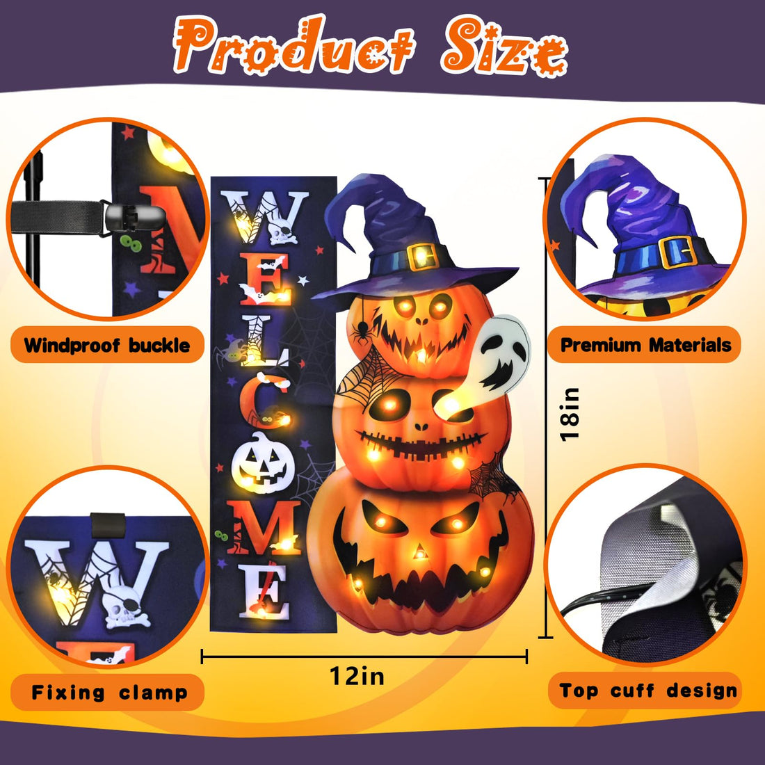 Halloween Lighted Garden Flag for Outside - Halloween Lighted Garden Flag for Outside