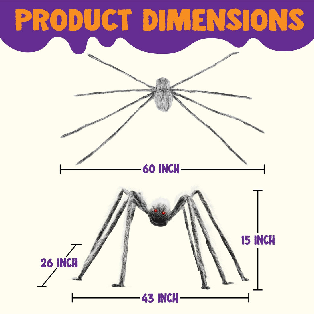 JOYIN 5ft Giant Halloween Spider – Large Black Spider for Outdoor Yard - JOYIN 5ft Giant Halloween Spider – Large Black Spider for Outdoor Yard