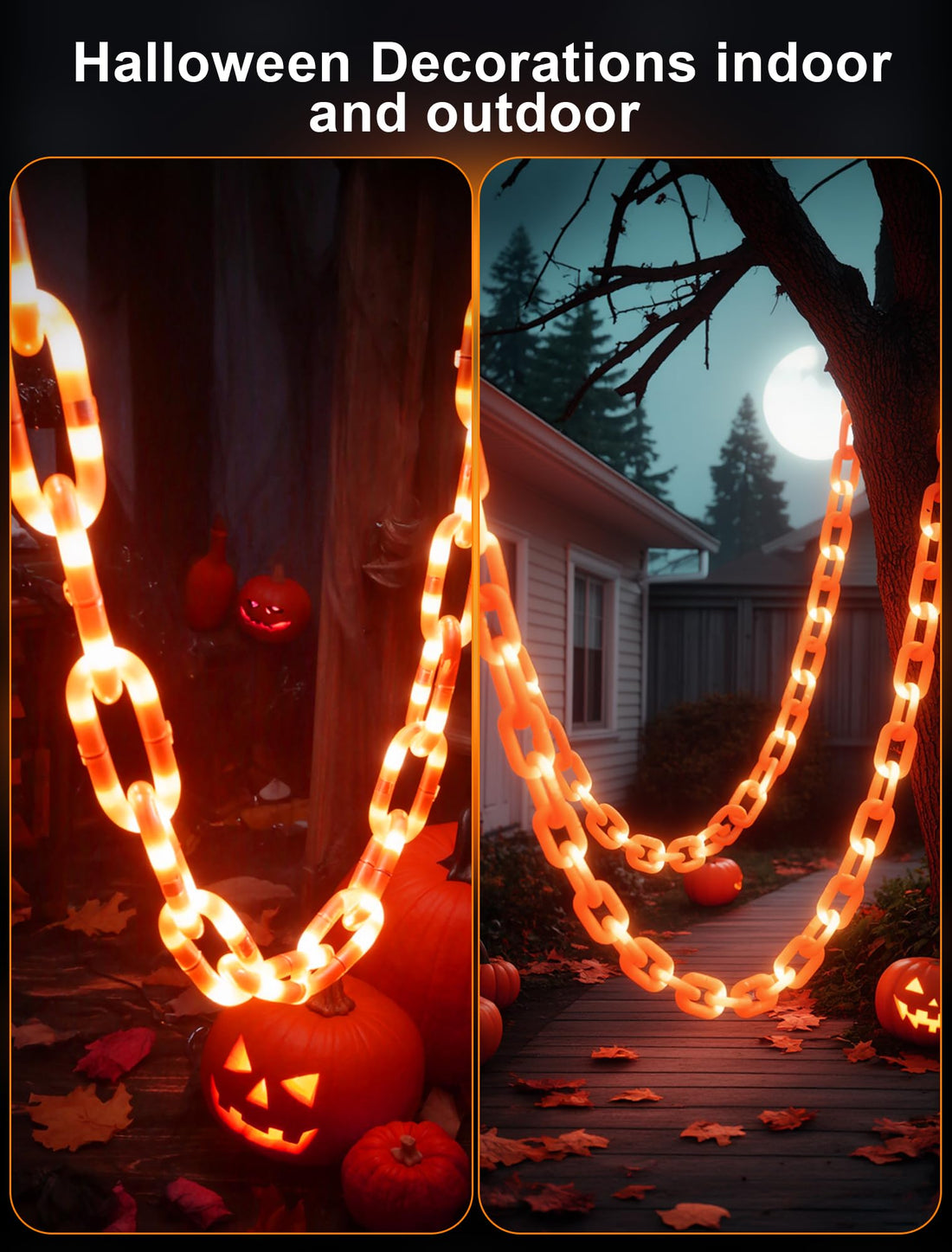 Halloween Battery-Operated Orange LED String Lights - Halloween Battery-Operated Orange LED String Lights