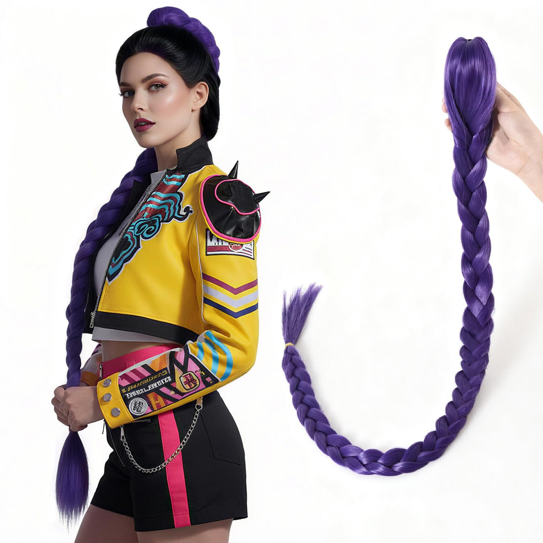 Rose Bud Rumi 40' Purple Braided Ponytail Extension - Rose Bud Rumi 40' Purple Braided Ponytail Extension