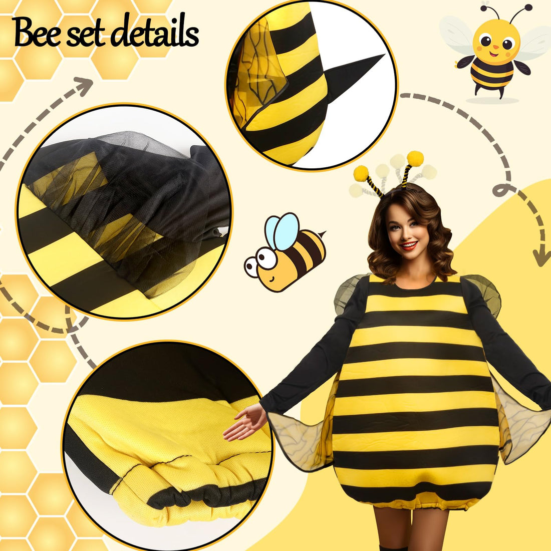 HOMELEX Women’s Bumble Bee Costume - HOMELEX Women’s Bumble Bee Costume