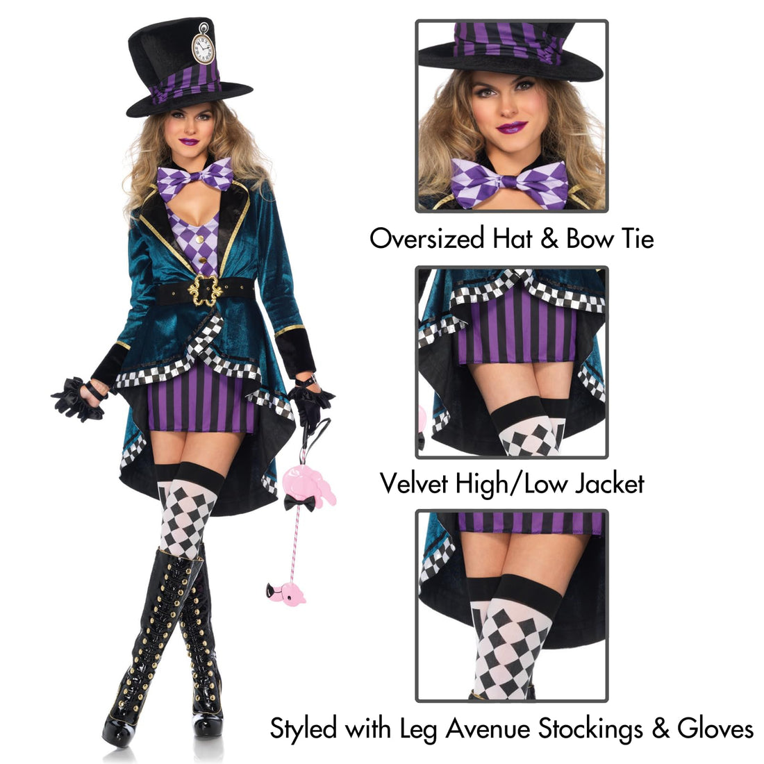 Leg Avenue 5-Piece Delightful Hatter Costume - Leg Avenue 5-Piece Delightful Hatter Costume