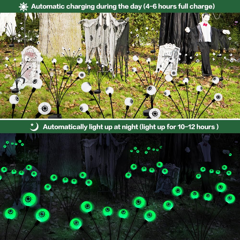 BeHiller 2-Pack Solar Halloween Eyeball Lights - BeHiller 2-Pack Solar Halloween Eyeball Lights