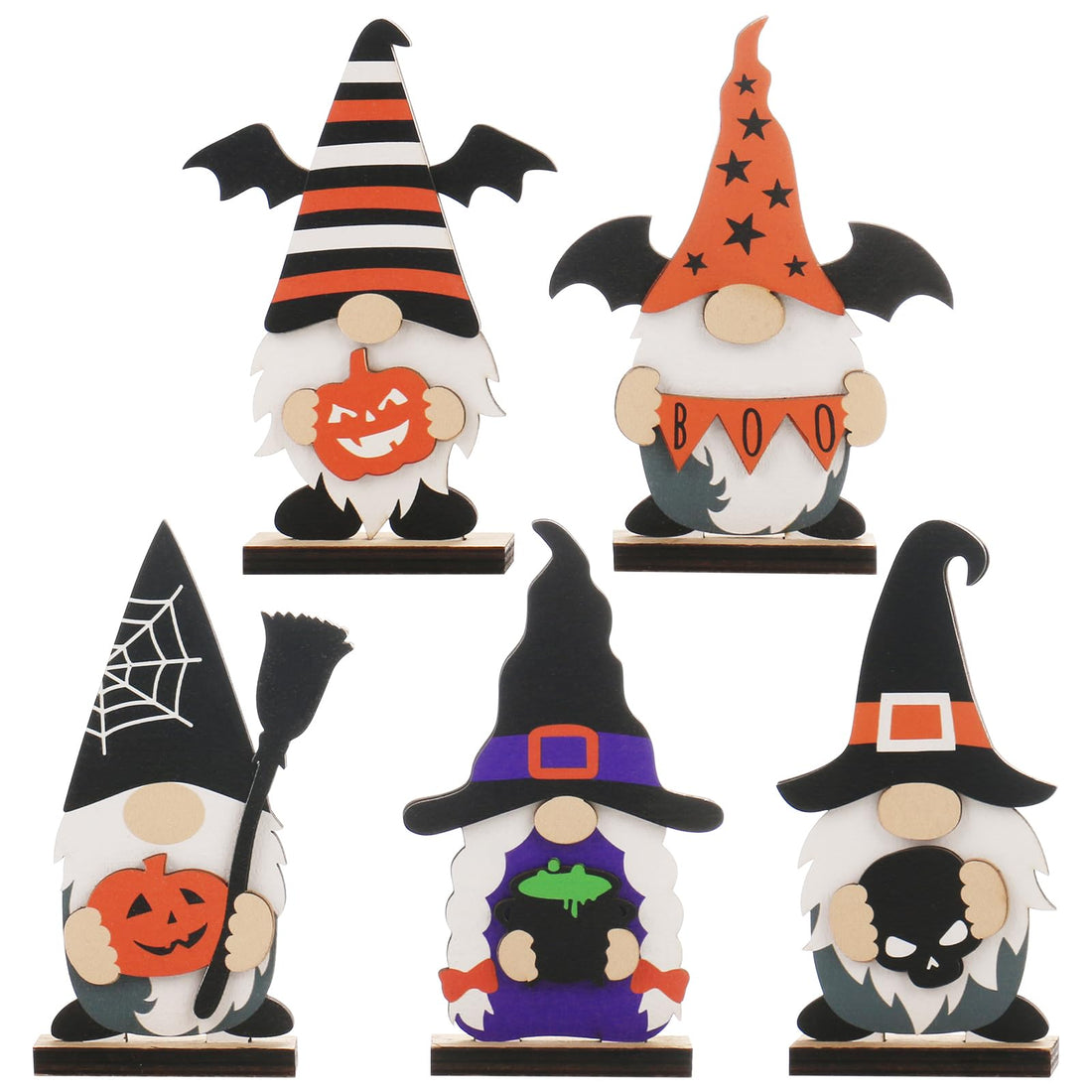 Halloween Wooden Tabletop Decorations (Set of 5) - Halloween Wooden Tabletop Decorations (Set of 5)