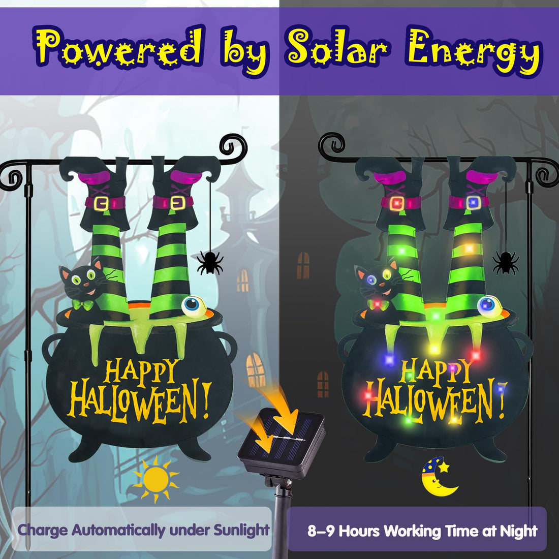 Halloween Lighted Garden Flag for Outside - Halloween Lighted Garden Flag for Outside