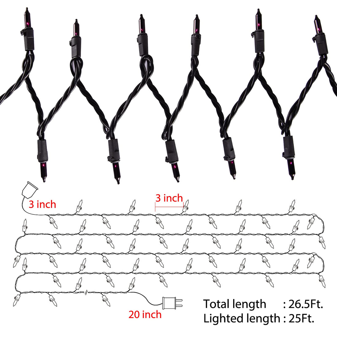 Minetom 25FT Halloween Purple String Lights - Minetom 25FT Halloween Purple String Lights
