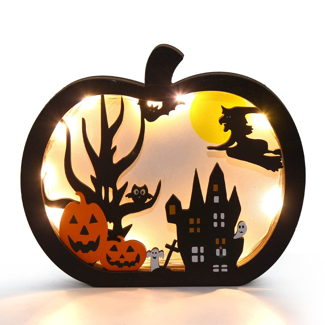 FOIMAS Light-Up Halloween Wooden Pumpkin Sign - FOIMAS Light-Up Halloween Wooden Pumpkin Sign