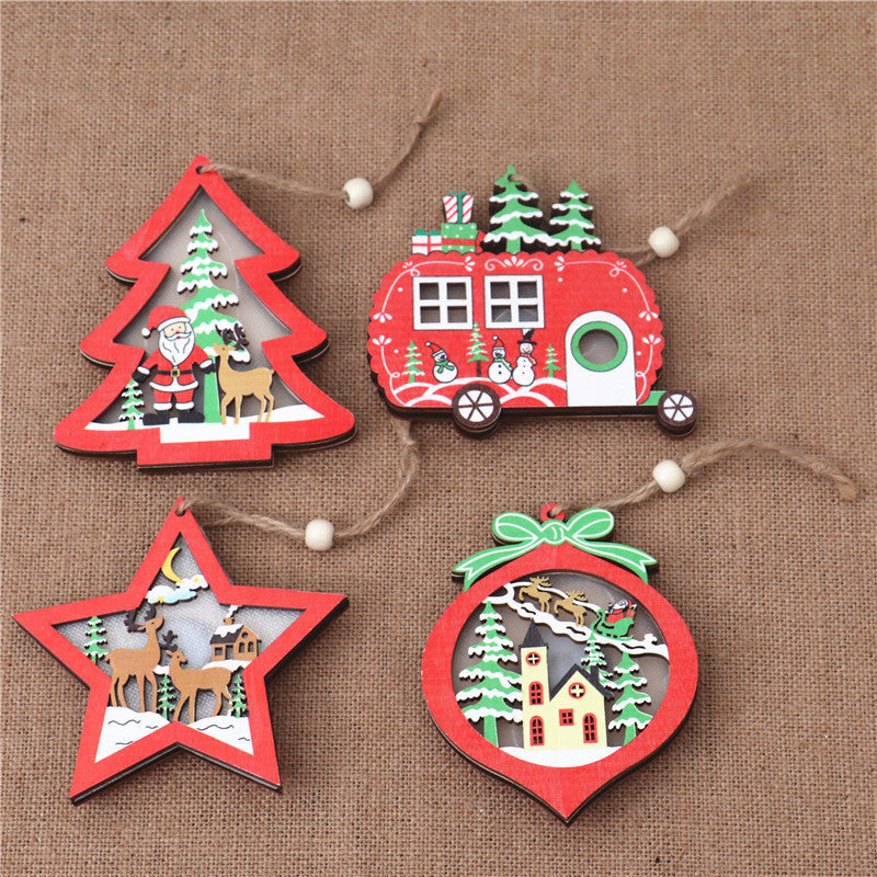 Christmas Decorations Hollow Wooden Pendant - Christmas Decorations Hollow Wooden Pendant