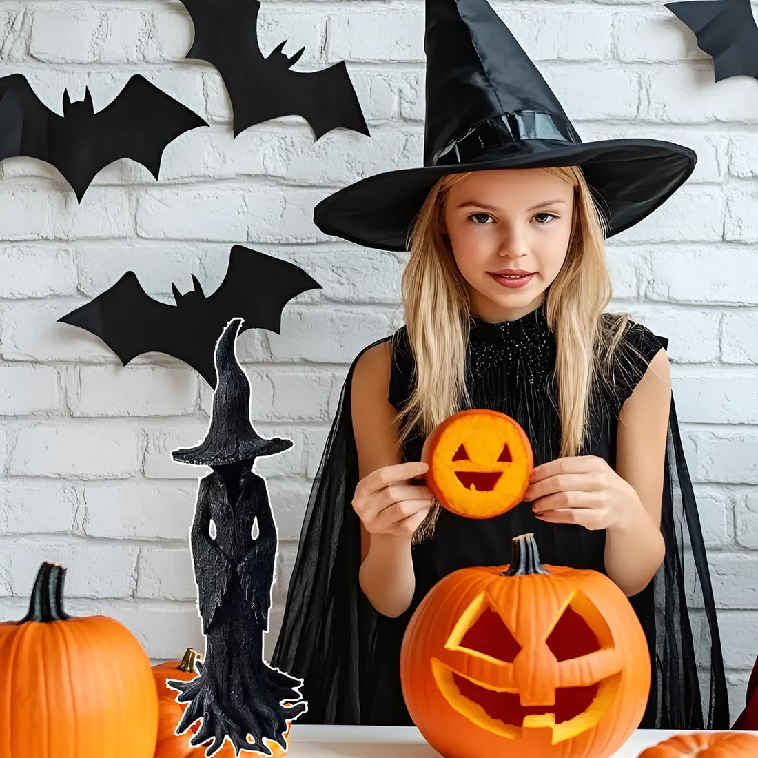 EAZZ Halloween Witch Statue – 20” Tall Resin Figurine with Gothic Details - EAZZ Halloween Witch Statue – 20” Tall Resin Figurine with Gothic Details