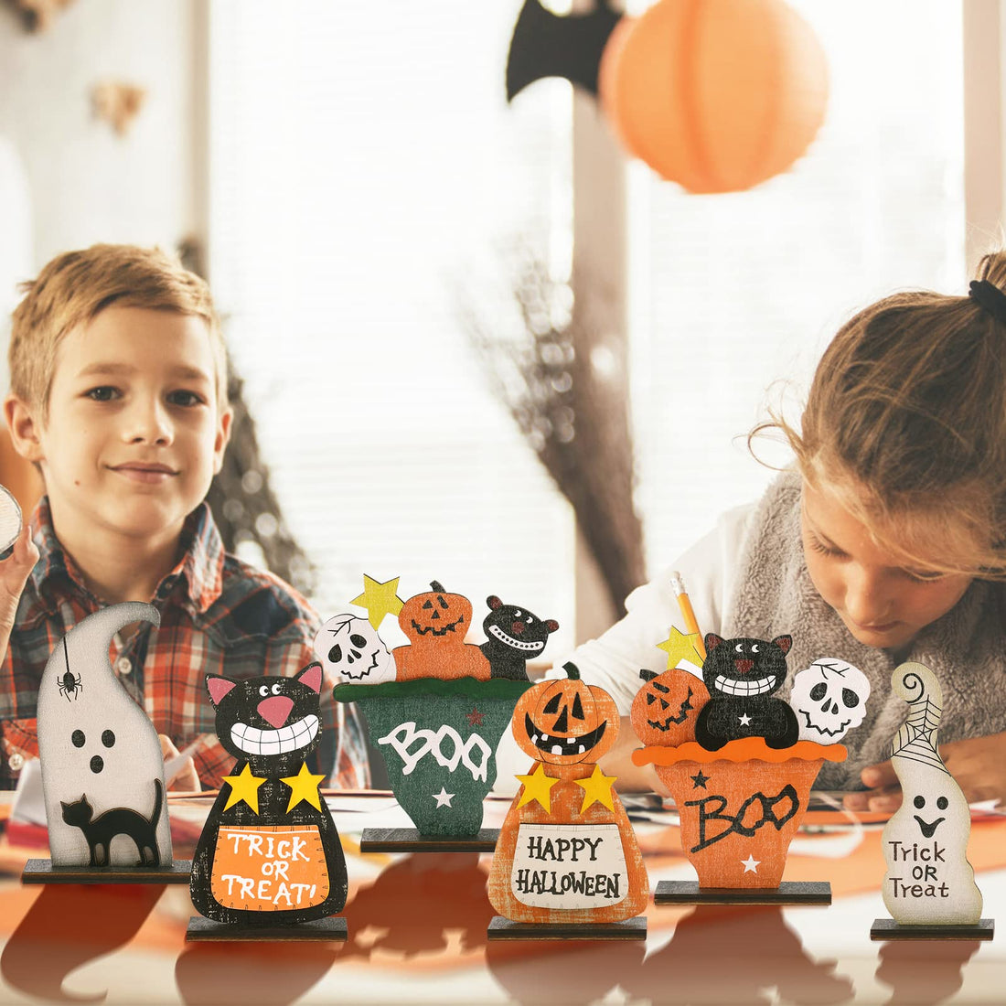 Halloween Wooden Tabletop Decorations (Set of 5) - Halloween Wooden Tabletop Decorations (Set of 5)