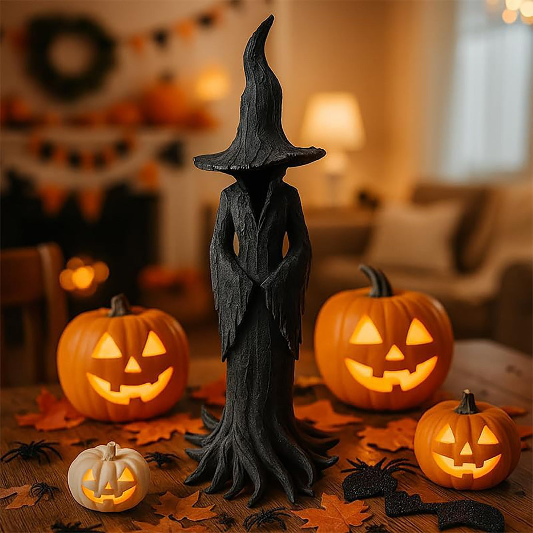 EAZZ Halloween Witch Statue – 20” Tall Resin Figurine with Gothic Details - EAZZ Halloween Witch Statue – 20” Tall Resin Figurine with Gothic Details