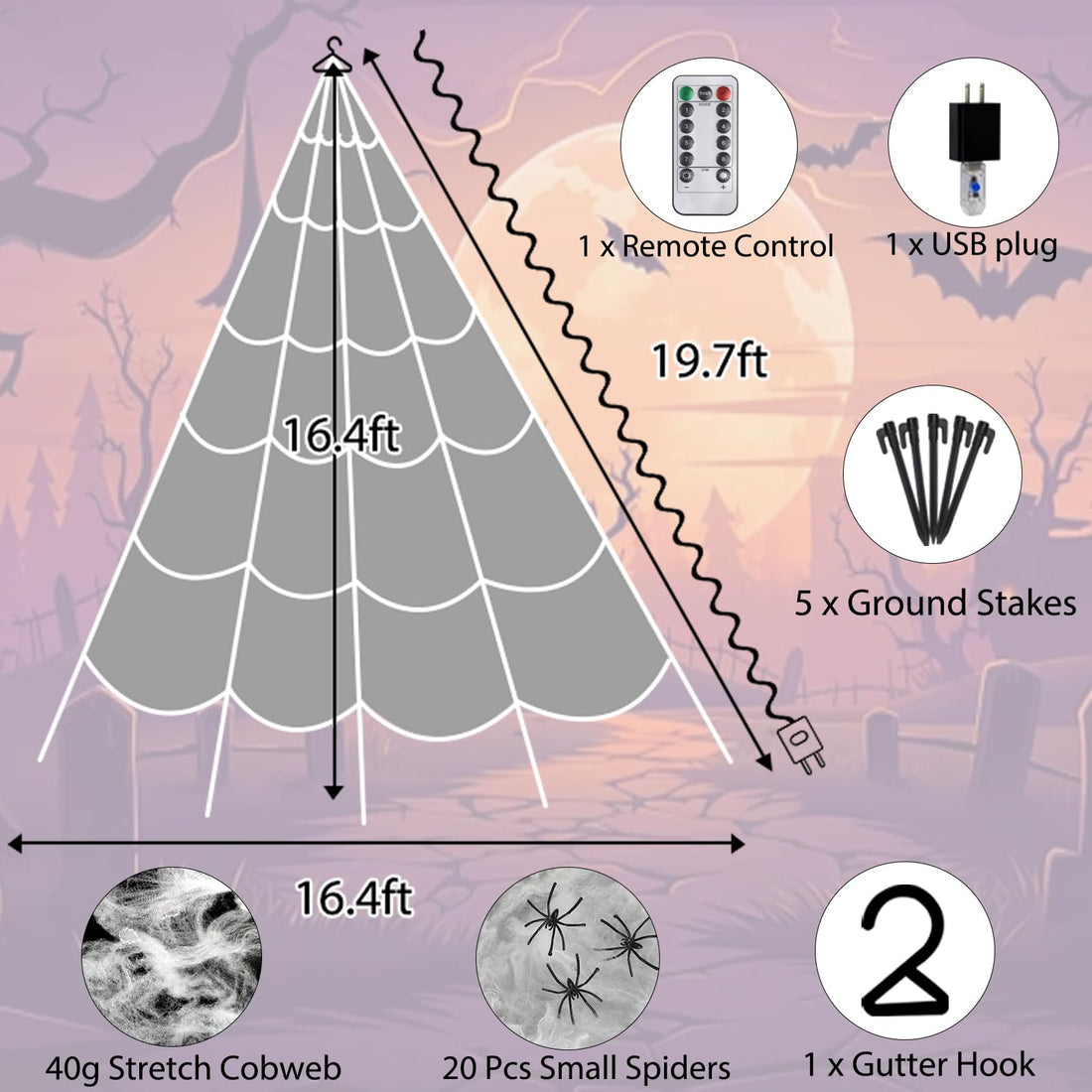 550 LED Halloween Spider Web Lights - 550 LED Halloween Spider Web Lights