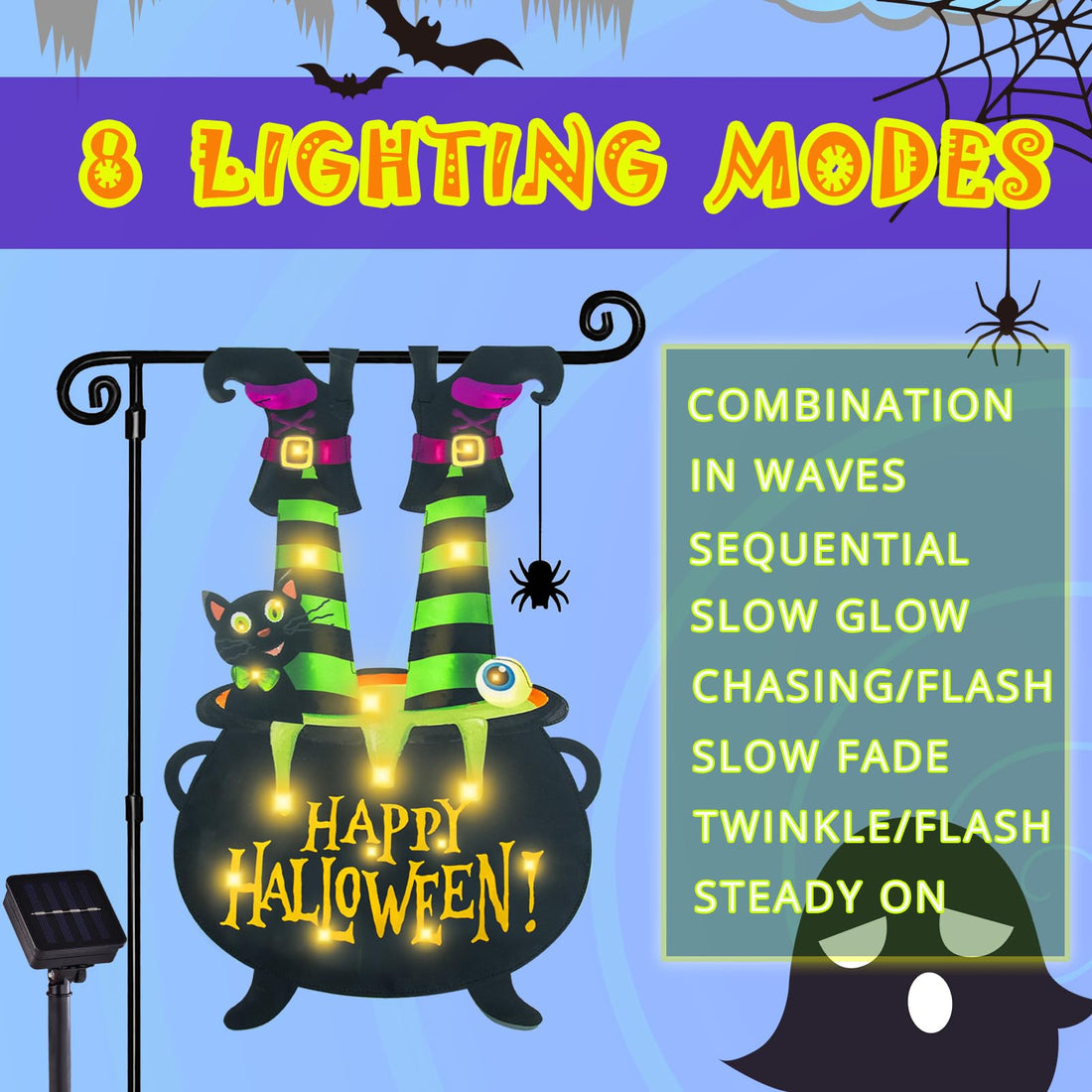 Halloween Lighted Garden Flag for Outside - Halloween Lighted Garden Flag for Outside