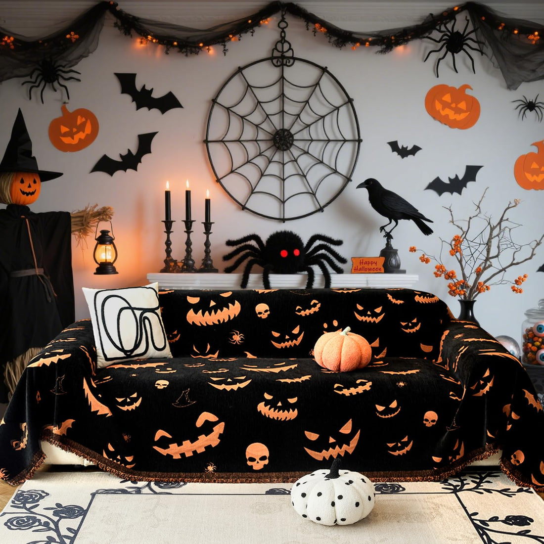 EVENHUG Halloween Reversible Sofa Cover - EVENHUG Halloween Reversible Sofa Cover