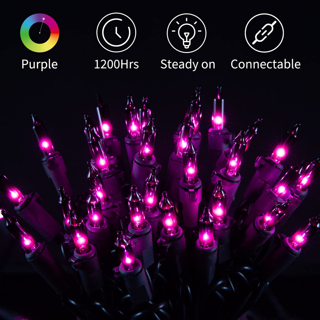 Minetom 25FT Halloween Purple String Lights - Minetom 25FT Halloween Purple String Lights