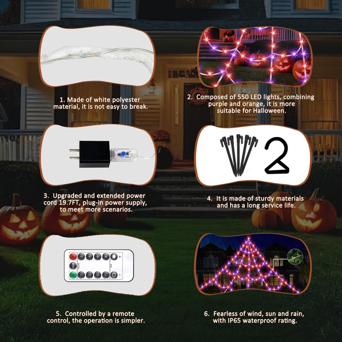 550 LED Halloween Spider Web Lights - 550 LED Halloween Spider Web Lights