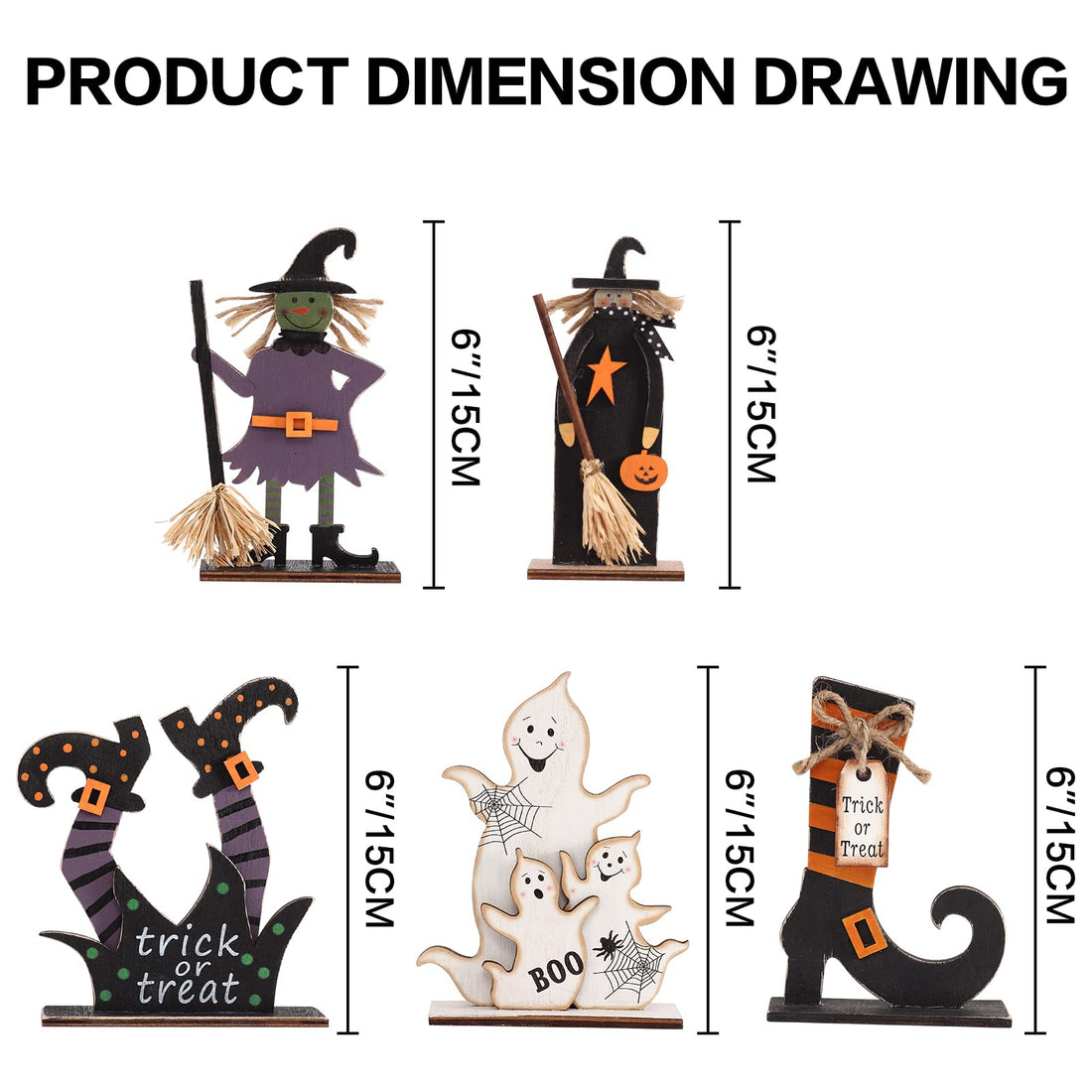Halloween Wooden Tabletop Decorations (Set of 5) - Halloween Wooden Tabletop Decorations (Set of 5)