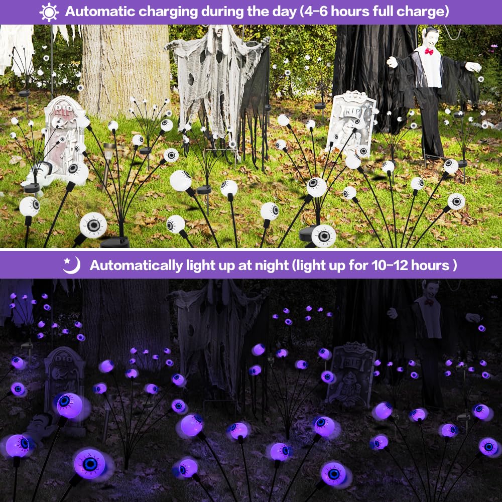 BeHiller 2-Pack Solar Halloween Eyeball Lights - BeHiller 2-Pack Solar Halloween Eyeball Lights