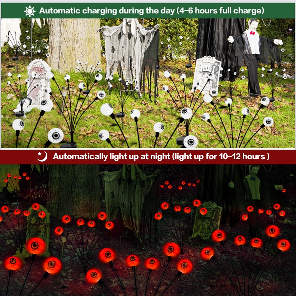 BeHiller 2-Pack Solar Halloween Eyeball Lights - BeHiller 2-Pack Solar Halloween Eyeball Lights