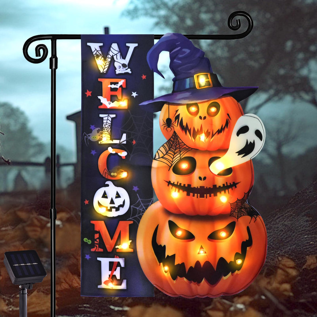 Halloween Lighted Garden Flag for Outside - Halloween Lighted Garden Flag for Outside