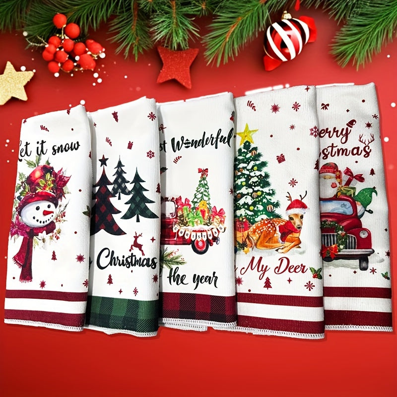 5-Piece Christmas Towel Set - 5-Piece Christmas Towel Set