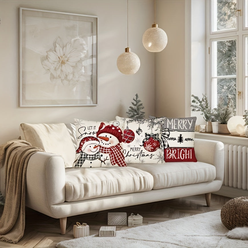 Festive 4-Piece Christmas Pillow Cover Set - Festive 4-Piece Christmas Pillow Cover Set