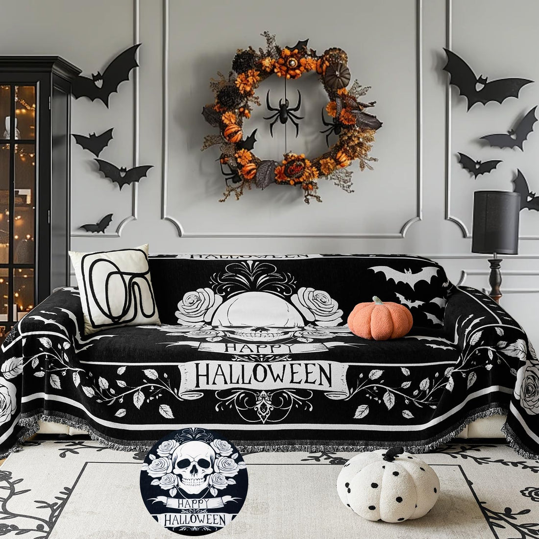 EVENHUG Halloween Reversible Sofa Cover - EVENHUG Halloween Reversible Sofa Cover
