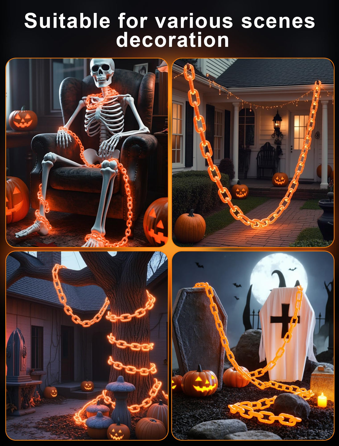Halloween Battery-Operated Orange LED String Lights - Halloween Battery-Operated Orange LED String Lights