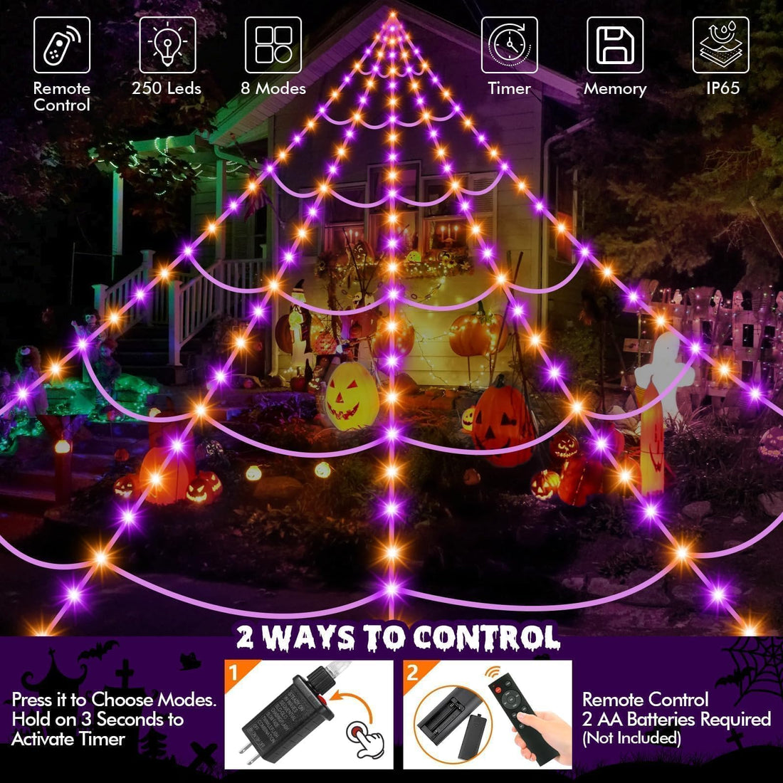 '200' Spider Web with 59' Giant Spider – Halloween Outdoor/Indoor Decor for Yard - '200' Spider Web with 59' Giant Spider – Halloween Outdoor/Indoor Decor for Yard
