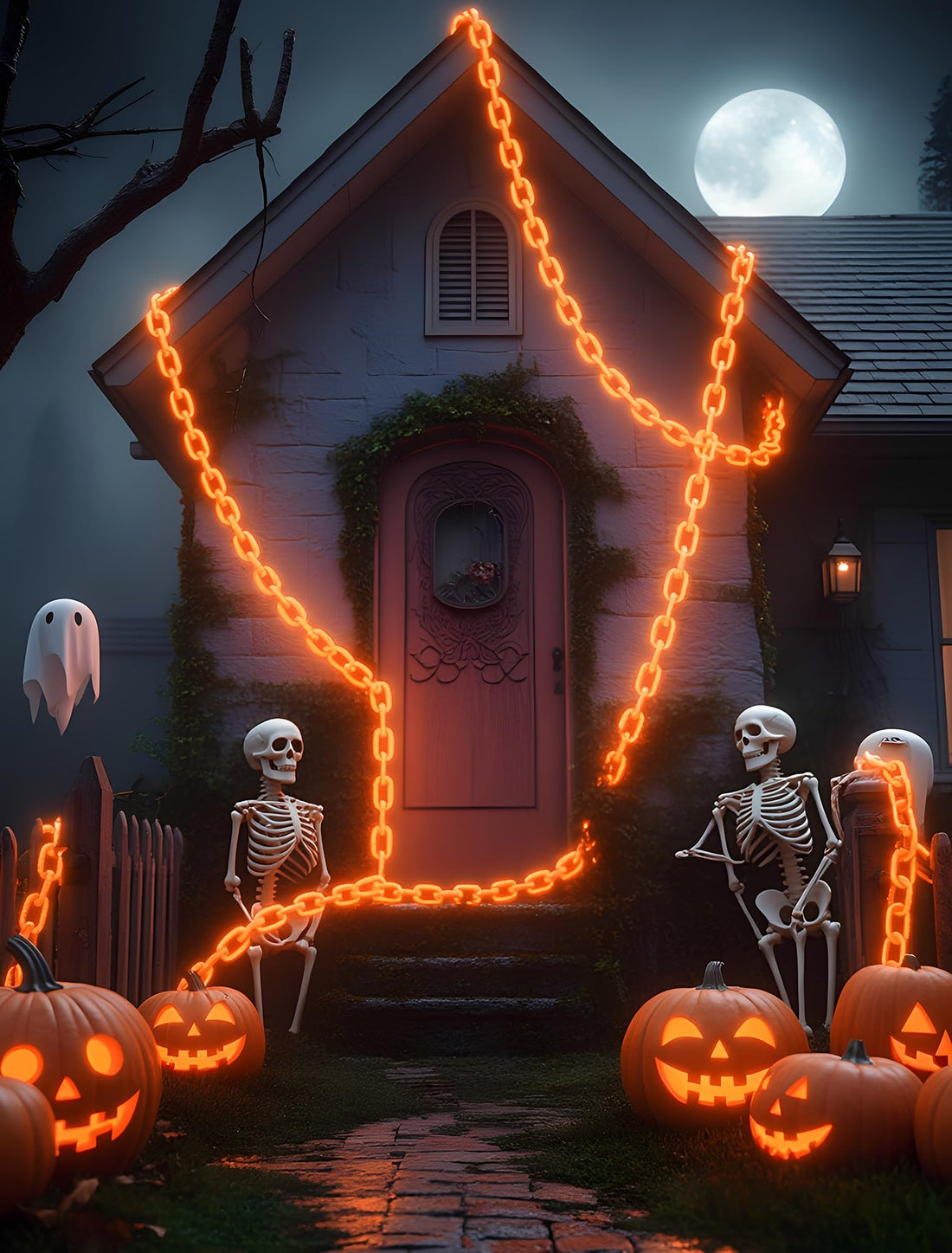 Halloween Battery-Operated Orange LED String Lights - Halloween Battery-Operated Orange LED String Lights