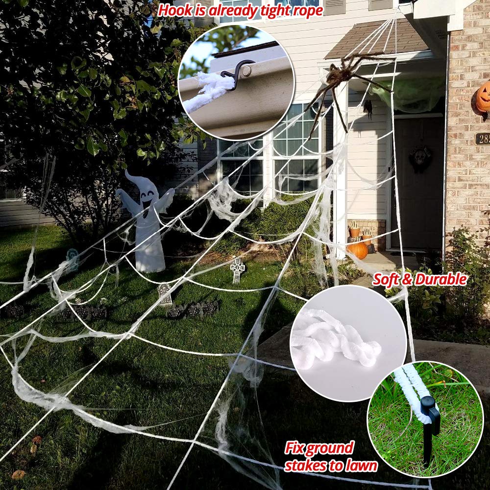 '200' Spider Web with 59' Giant Spider – Halloween Outdoor/Indoor Decor for Yard - '200' Spider Web with 59' Giant Spider – Halloween Outdoor/Indoor Decor for Yard