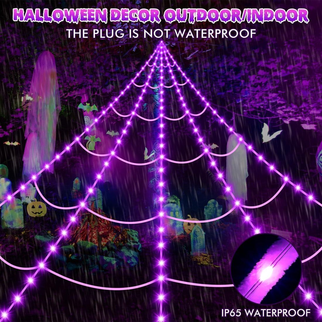 '200' Spider Web with 59' Giant Spider – Halloween Outdoor/Indoor Decor for Yard - '200' Spider Web with 59' Giant Spider – Halloween Outdoor/Indoor Decor for Yard