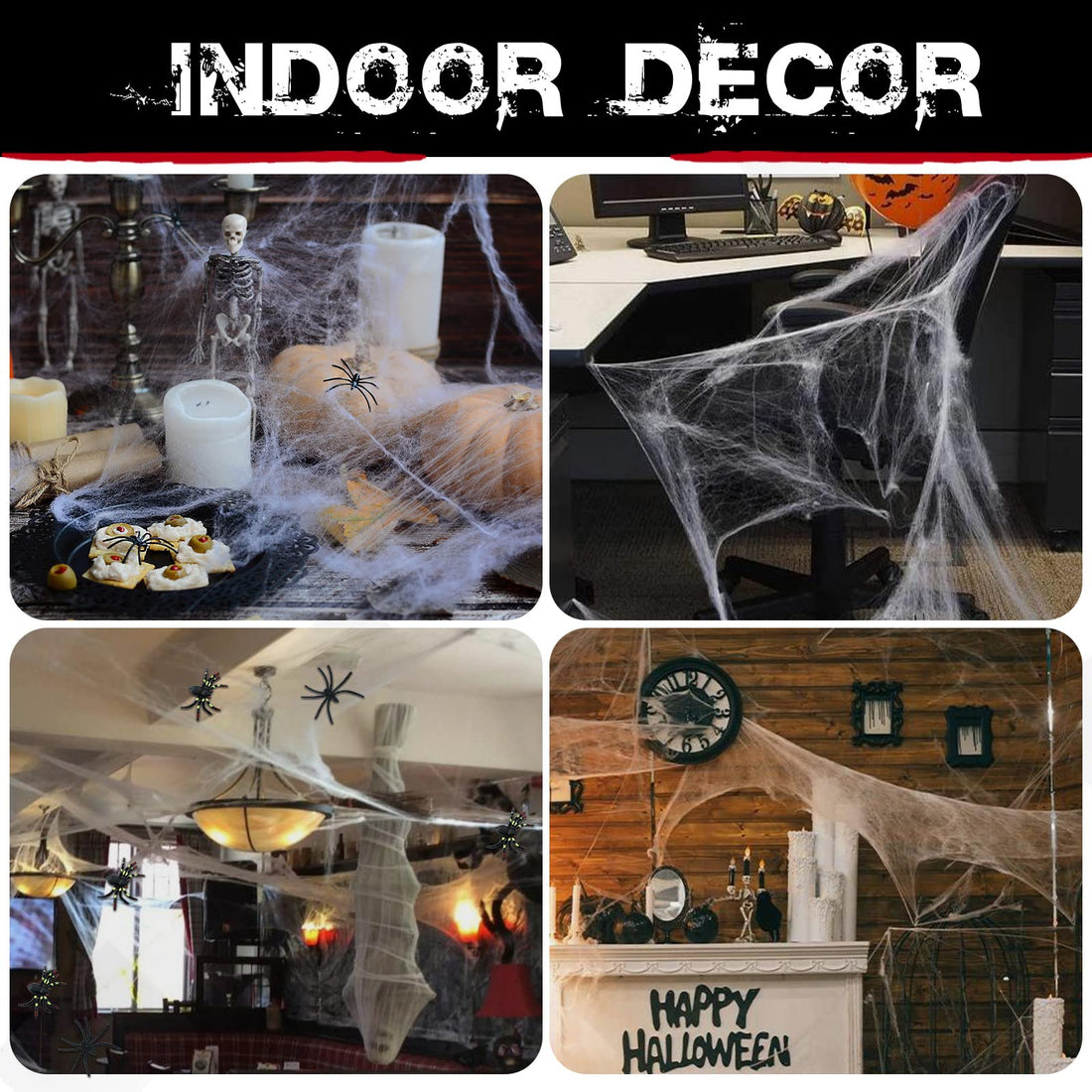 1400 Sqft Halloween Spider Web with 150 Fake Spiders - 1400 Sqft Halloween Spider Web with 150 Fake Spiders