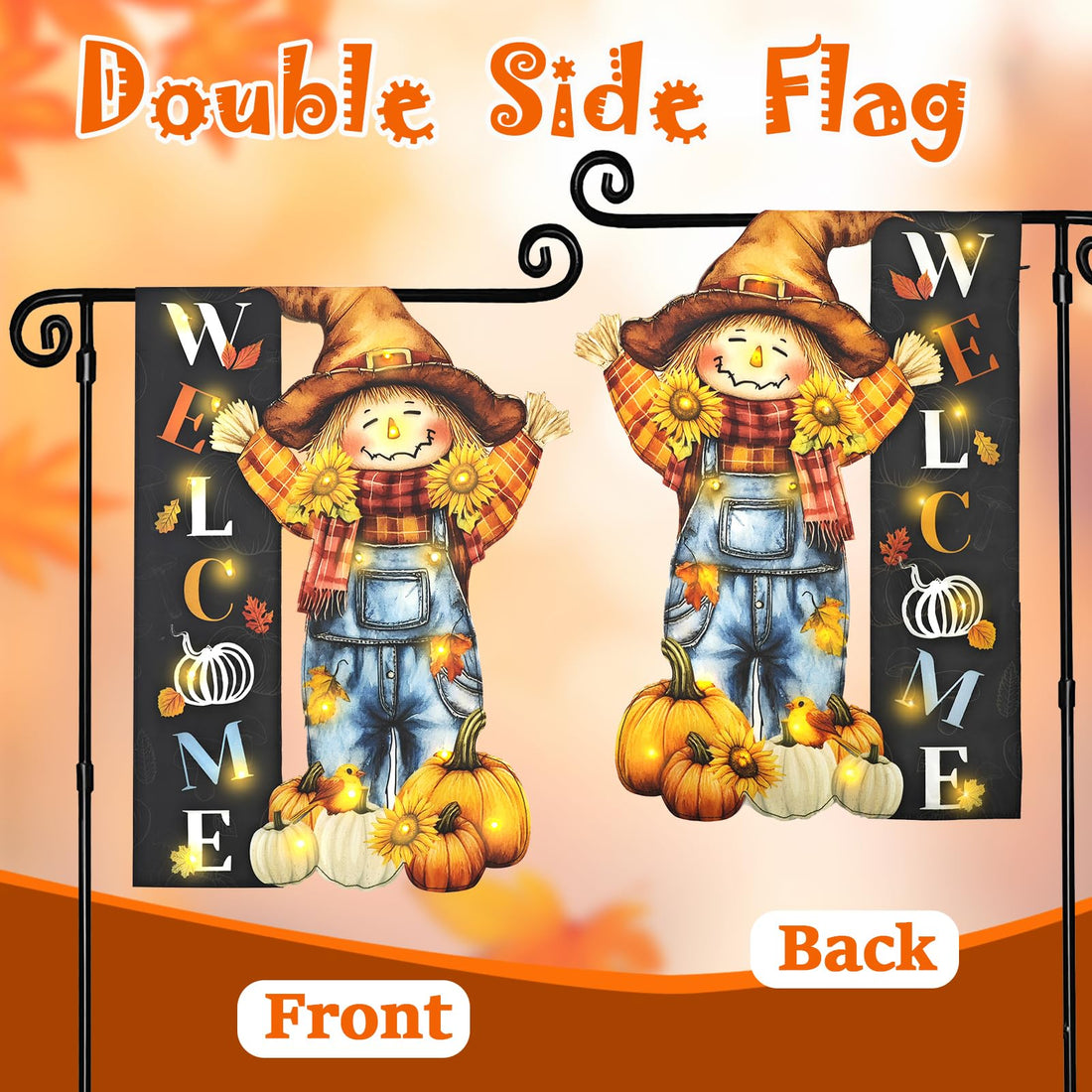 Halloween Lighted Garden Flag for Outside - Halloween Lighted Garden Flag for Outside