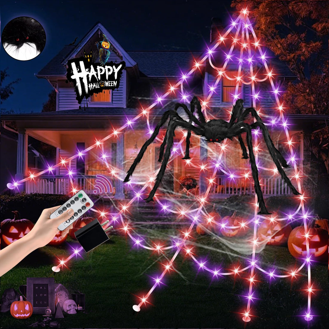 550 LED Halloween Spider Web Lights - 550 LED Halloween Spider Web Lights