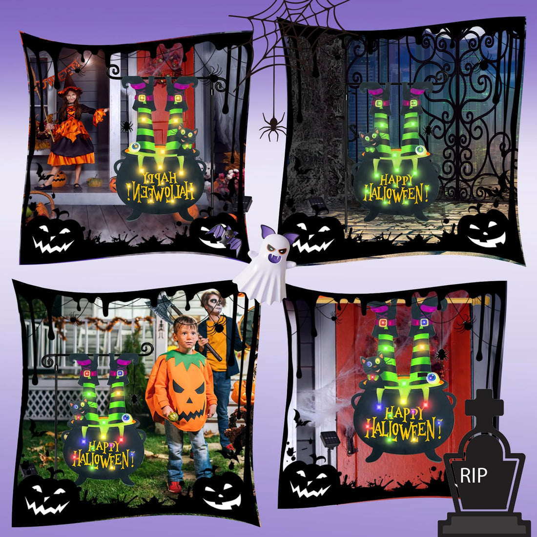 Halloween Lighted Garden Flag for Outside - Halloween Lighted Garden Flag for Outside