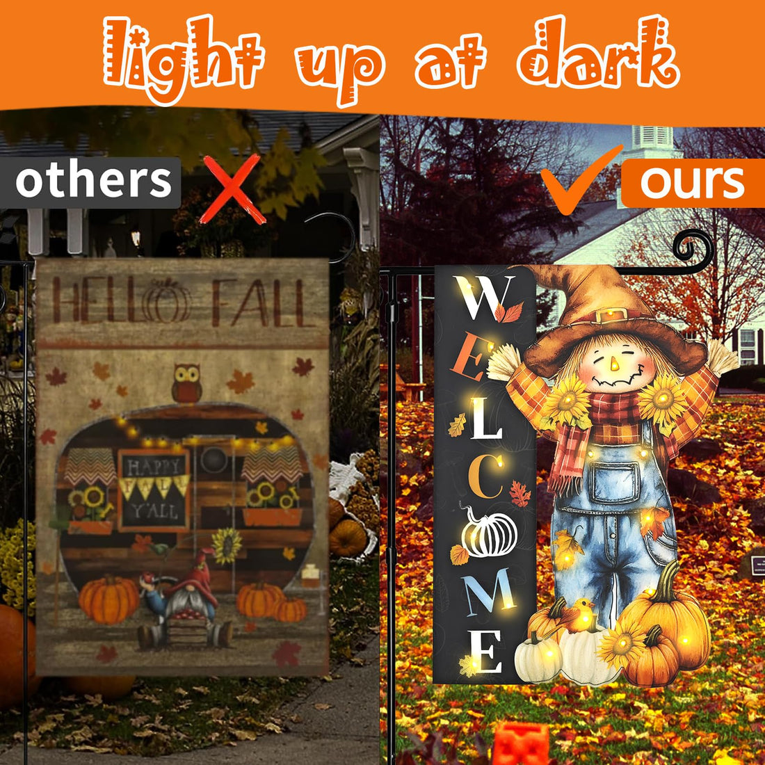 Halloween Lighted Garden Flag for Outside - Halloween Lighted Garden Flag for Outside