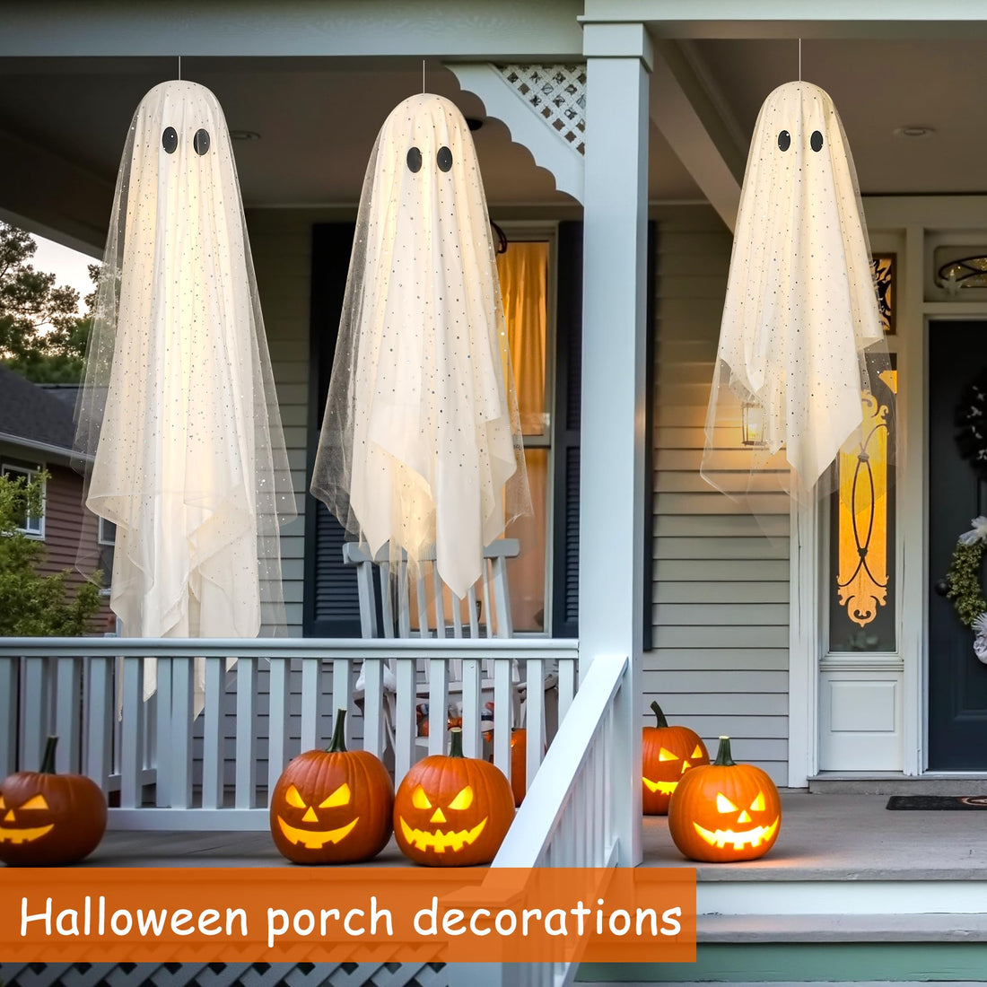 2-Pack Halloween Ghost Decorations with Remote-Controlled String Lights - 2-Pack Halloween Ghost Decorations with Remote-Controlled String Lights