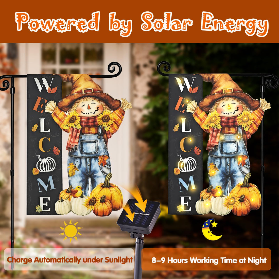 Halloween Lighted Garden Flag for Outside - Halloween Lighted Garden Flag for Outside