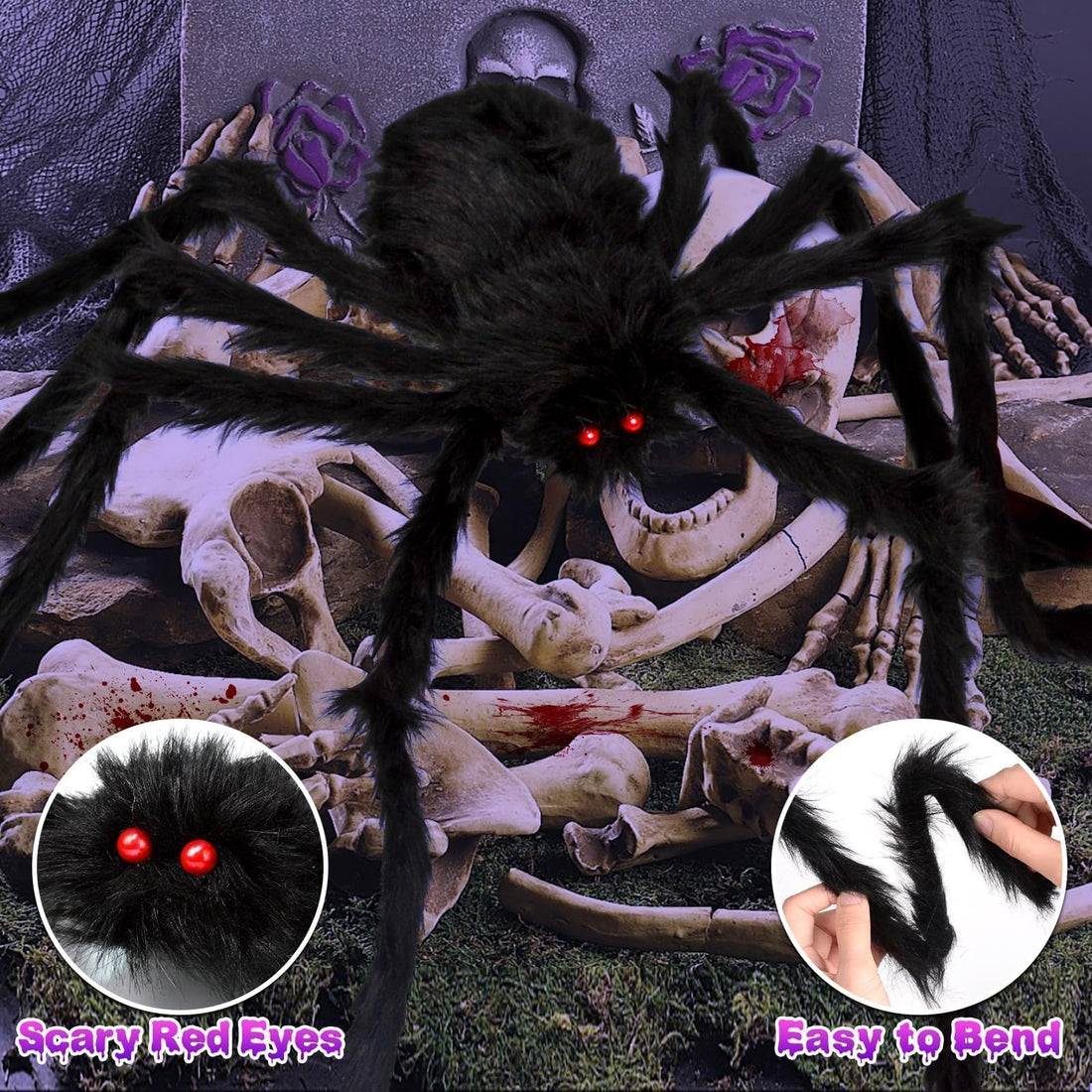 '200' Spider Web with 59' Giant Spider – Halloween Outdoor/Indoor Decor for Yard - '200' Spider Web with 59' Giant Spider – Halloween Outdoor/Indoor Decor for Yard