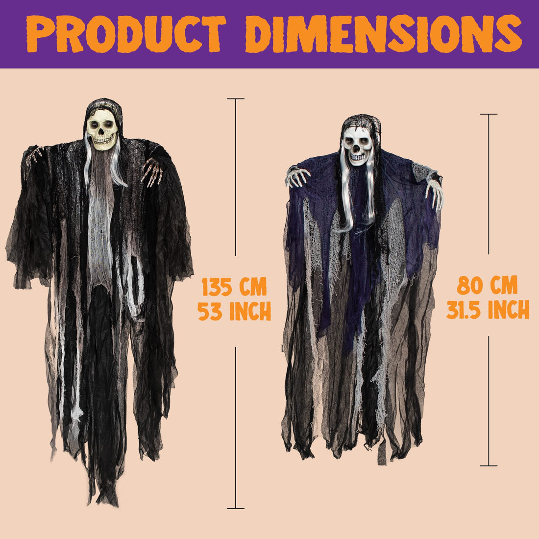 JOYIN 3-Pack Hanging Skeleton Ghosts - JOYIN 3-Pack Hanging Skeleton Ghosts