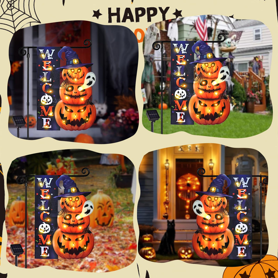 Halloween Lighted Garden Flag for Outside - Halloween Lighted Garden Flag for Outside